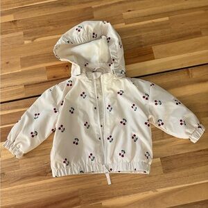 Infant’s Cherry Print Hooded Jacket - Cream